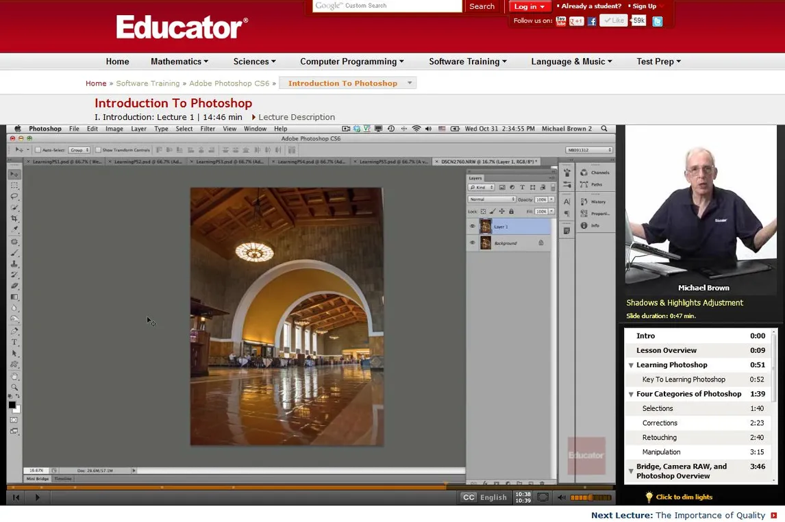 Educator.com | Adobe Photoshop CS6 w/ Michael Brown