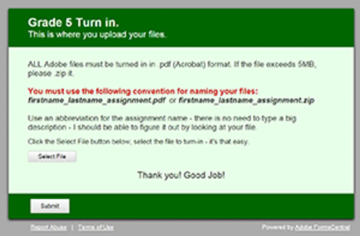 FormsCentral Tutorial Turnin Box Adobe Education Exchange