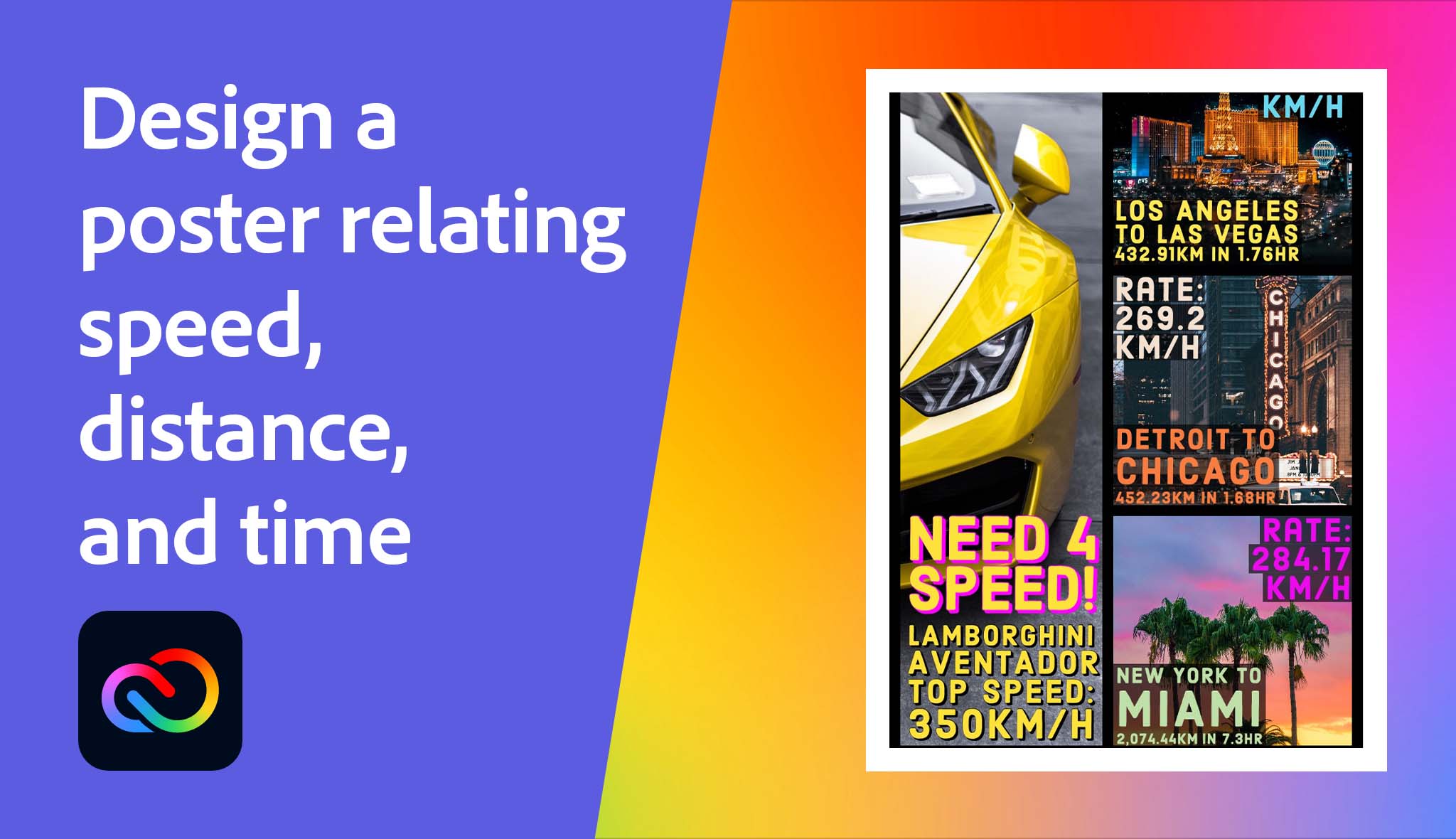 Design a poster relating speed, distance, and time | Adobe Education ...