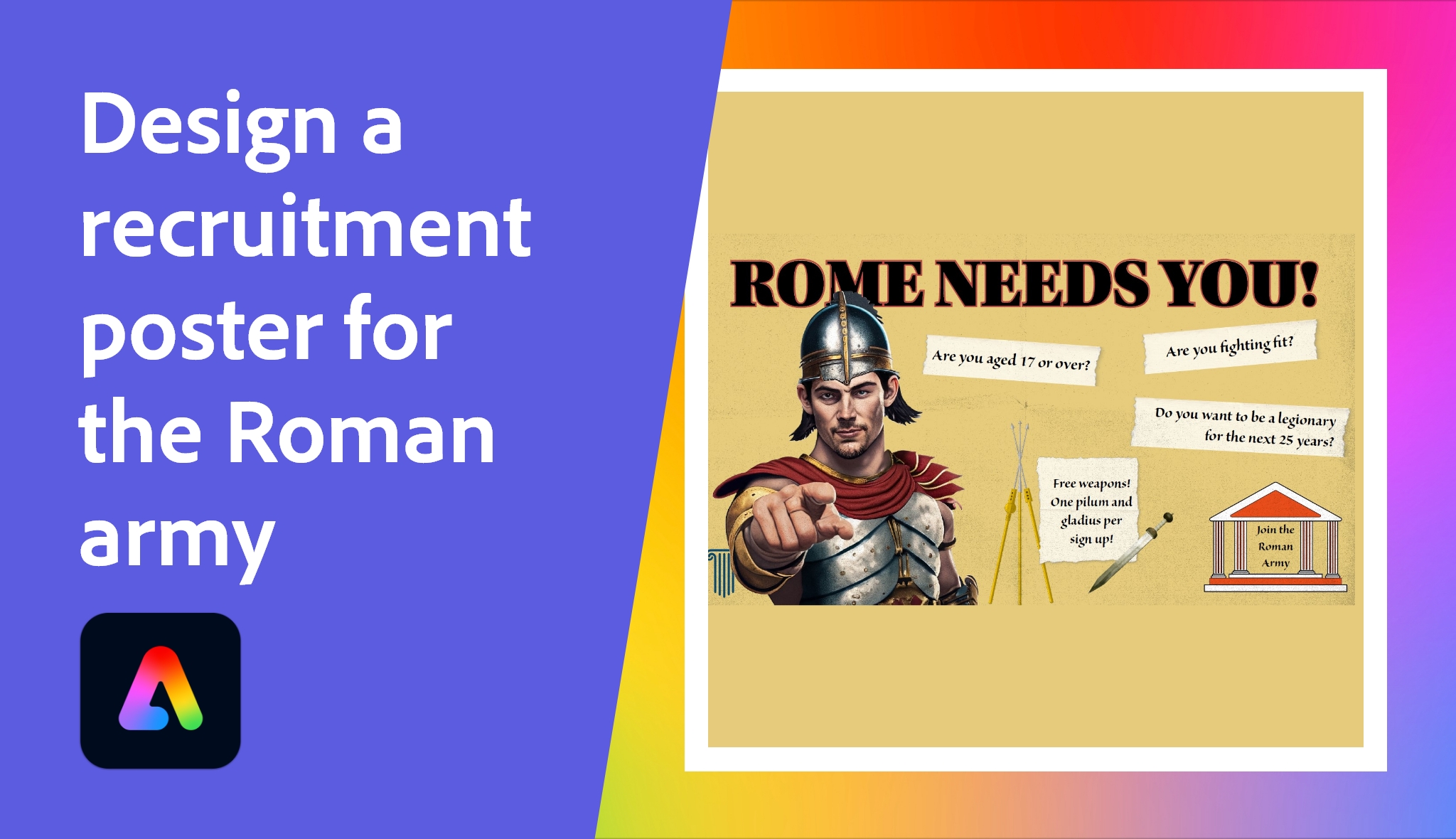 Design a recruitment poster for the Roman army | Adobe Education 